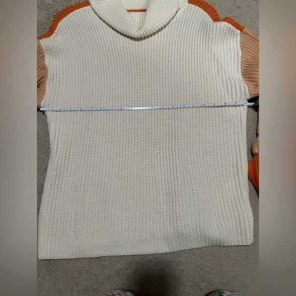 Kori Cream and Orange Turtleneck Sweater - Picture 5 of 6